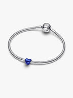 Mini Charm Cuore effetto metallico blu Argento Sterling 925