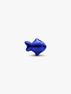 Mini Charm Pesce effetto metallico blu Argento Sterling 925