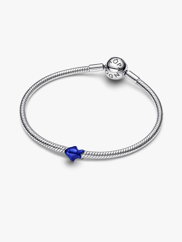 Mini Charm Pesce effetto metallico blu Argento Sterling 925
