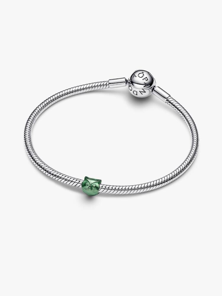 Mini Charm Gufo effetto metallico verde Argento Sterling 925