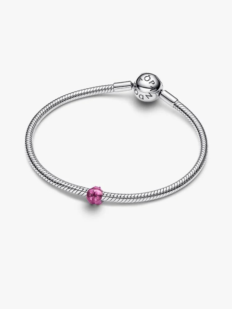 Mini Charm Coccinella effetto metallico rosa Argento Sterling 925
