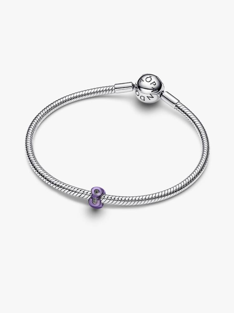 Mini Charm Infinito effetto metallico viola Argento Sterling 925