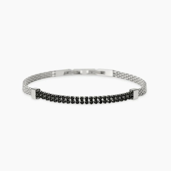 STYLE COLLECTION | STYLE 15  Bracciale uomo in acciaio con catena panther e cristalli neri