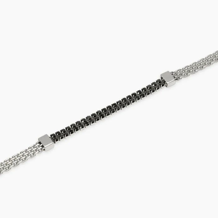 STYLE COLLECTION | STYLE 15  Bracciale uomo in acciaio con catena panther e cristalli neri