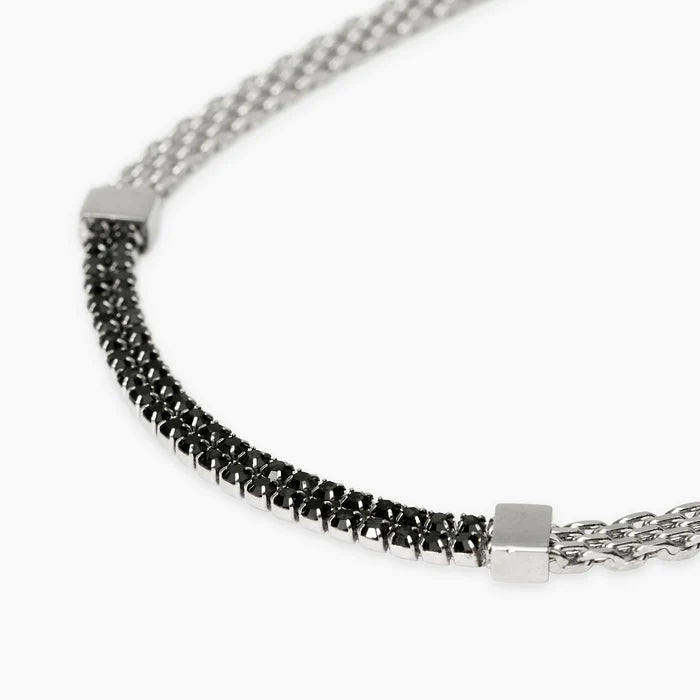 STYLE COLLECTION | STYLE 15  Bracciale uomo in acciaio con catena panther e cristalli neri