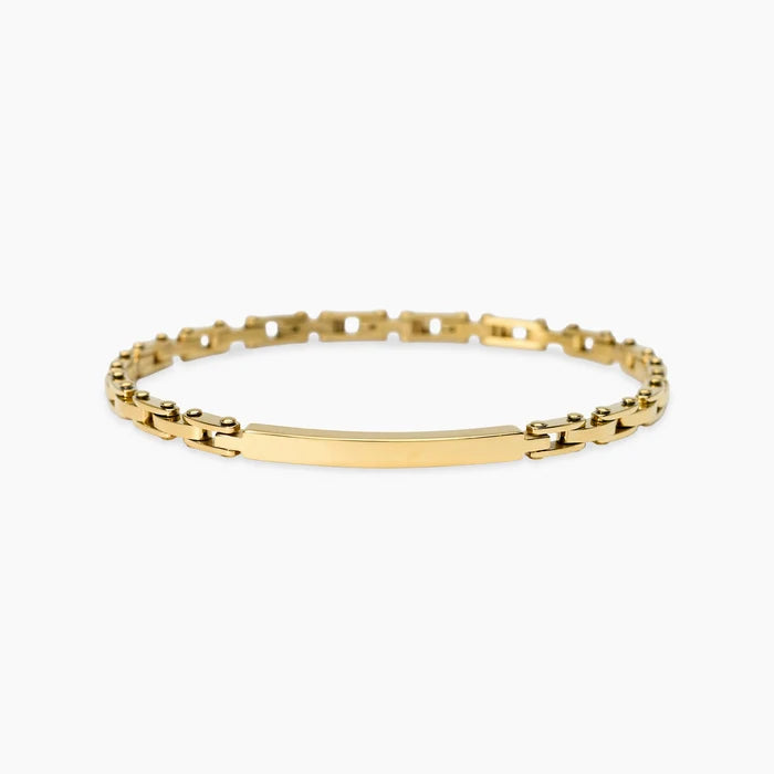 STYLE COLLECTION | STYLE 21  Bracciale uomo in acciaio dorato con piastra centrale