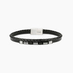 STYLE COLLECTION | STYLE 52  Bracciale uomo in acciaio con PVD nero e lab-leather