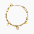 STYLE COLLECTION | STYLE 98  Bracciale in acciaio dorato con cuori e cristalli