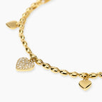 STYLE COLLECTION | STYLE 98  Bracciale in acciaio dorato con cuori e cristalli