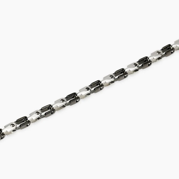 STYLE COLLECTION | STYLE 61  Bracciale uomo in acciaio con elementi lucidi e neri