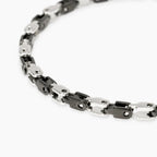 STYLE COLLECTION | STYLE 61  Bracciale uomo in acciaio con elementi lucidi e neri