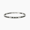 STYLE COLLECTION | STYLE 66  Bracciale uomo in acciaio con elementi lucidi, PVD nero e cristalli neri