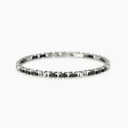STYLE COLLECTION | STYLE 66  Bracciale uomo in acciaio con elementi lucidi, PVD nero e cristalli neri