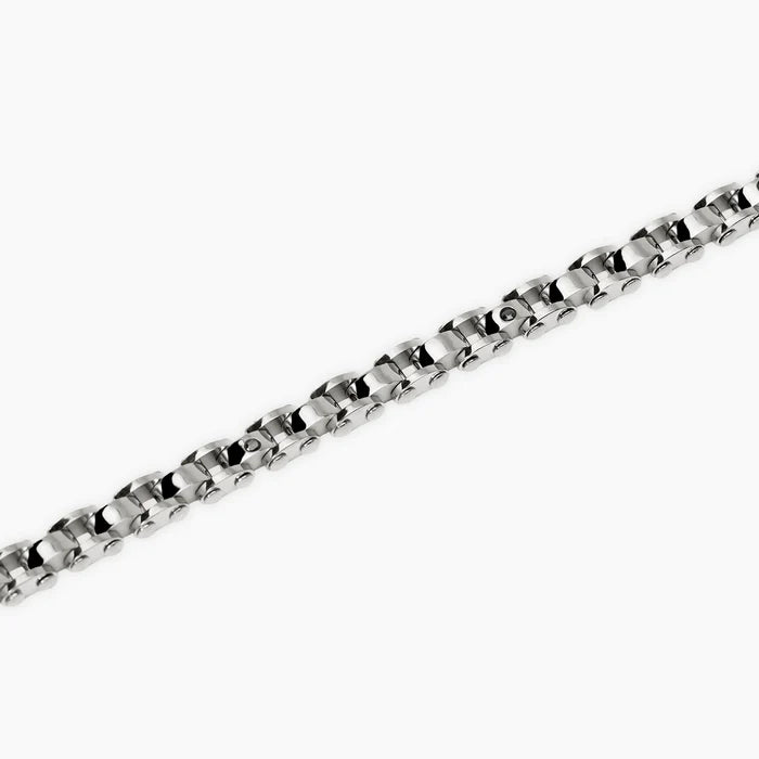 STYLE COLLECTION | STYLE 66  Bracciale uomo in acciaio con elementi imperniati e cristalli neri