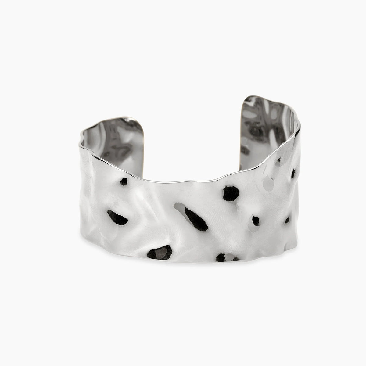 Bracciale Bangle aperto in acciaio martellato