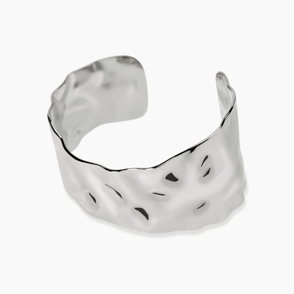 Bracciale Bangle aperto in acciaio martellato