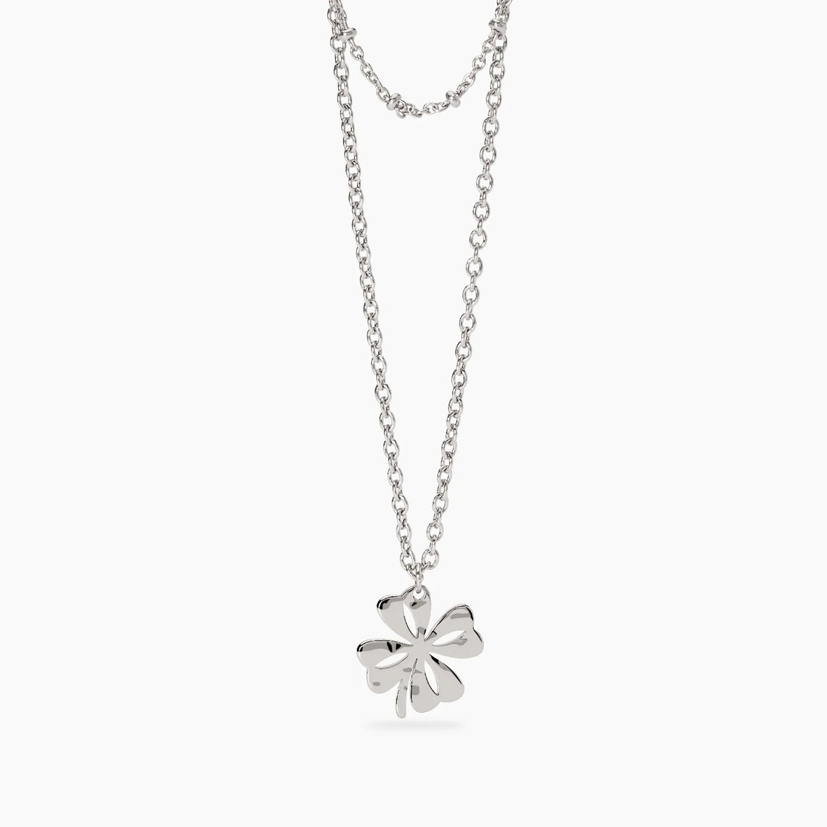 STYLE COLLECTION | STYLE 57  Collana con doppia catena e quadrifoglio