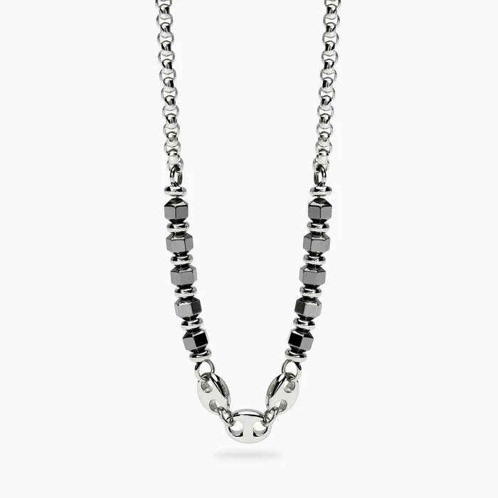 STYLE COLLECTION | STYLE 63  Collana uomo con catene ed ematite