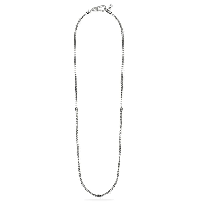 STYLE COLLECTION | STYLE 62  Collana uomo in acciaio con catene veneta e franco