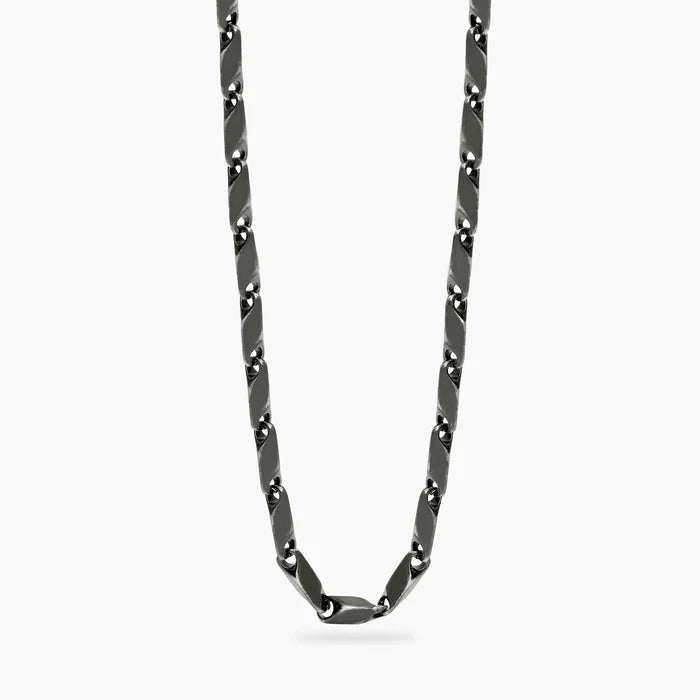 STYLE COLLECTION | STYLE 60  Collana uomo con catena fancy in acciaio satinato e PVD nero