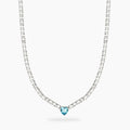 STYLE COLLECTION | STYLE 102  Girocollo tennis con cristalli e cuore azzurro in zircone