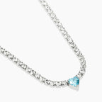 STYLE COLLECTION | STYLE 102  Girocollo tennis con cristalli e cuore azzurro in zircone