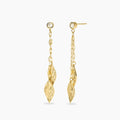 STYLE COLLECTION | STYLE 91  Orecchini in acciaio dorato con foglie e cristalli