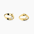 STYLE COLLECTION | STYLE 86  Orecchini in acciaio dorato ritorti con zirconi