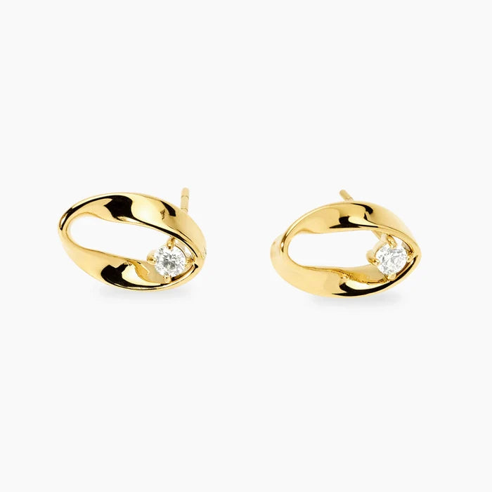 STYLE COLLECTION | STYLE 86  Orecchini in acciaio dorato ritorti con zirconi