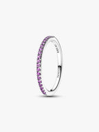 Anello Pavè Fascia Sottile Viola Argento Sterling 925