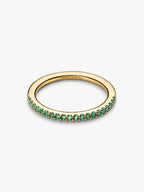 Anello Pavè Fascia Sottile Verde Esclusiva lega metallica rifinita in Oro