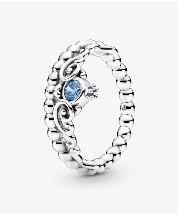 Anello Pandora Disney con Tiara Blu di Cenerentola 60