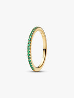 Anello Pavè Fascia Sottile Verde Esclusiva lega metallica rifinita in Oro