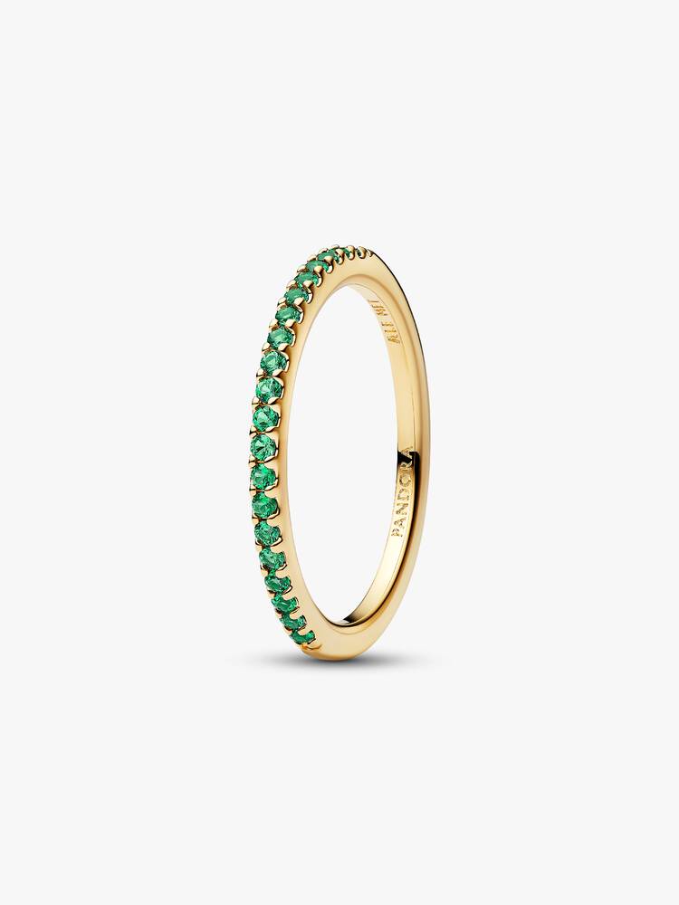 Anello Pavè Fascia Sottile Verde Esclusiva lega metallica rifinita in Oro