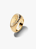 Anello Sigillo Grande con Pietre Luminose Esclusiva lega metallica rifinita in Oro