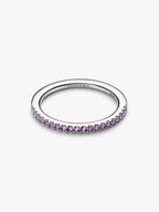 Anello Pavè Fascia Sottile Viola Argento Sterling 925