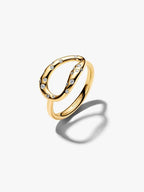 Anello Ovale Linea Sinuosa con Pietre Luminose Esclusiva lega metallica rifinita in Oro