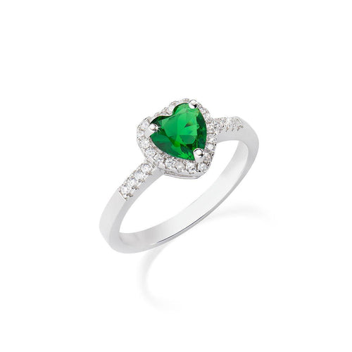 Anello Adattabile Rodio Cuore dell'Oceano Verde