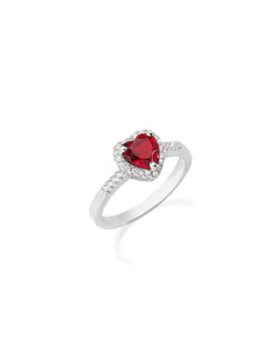 Anello Adattabile Rodio Cuore dell'Oceano Verde ROSSO
