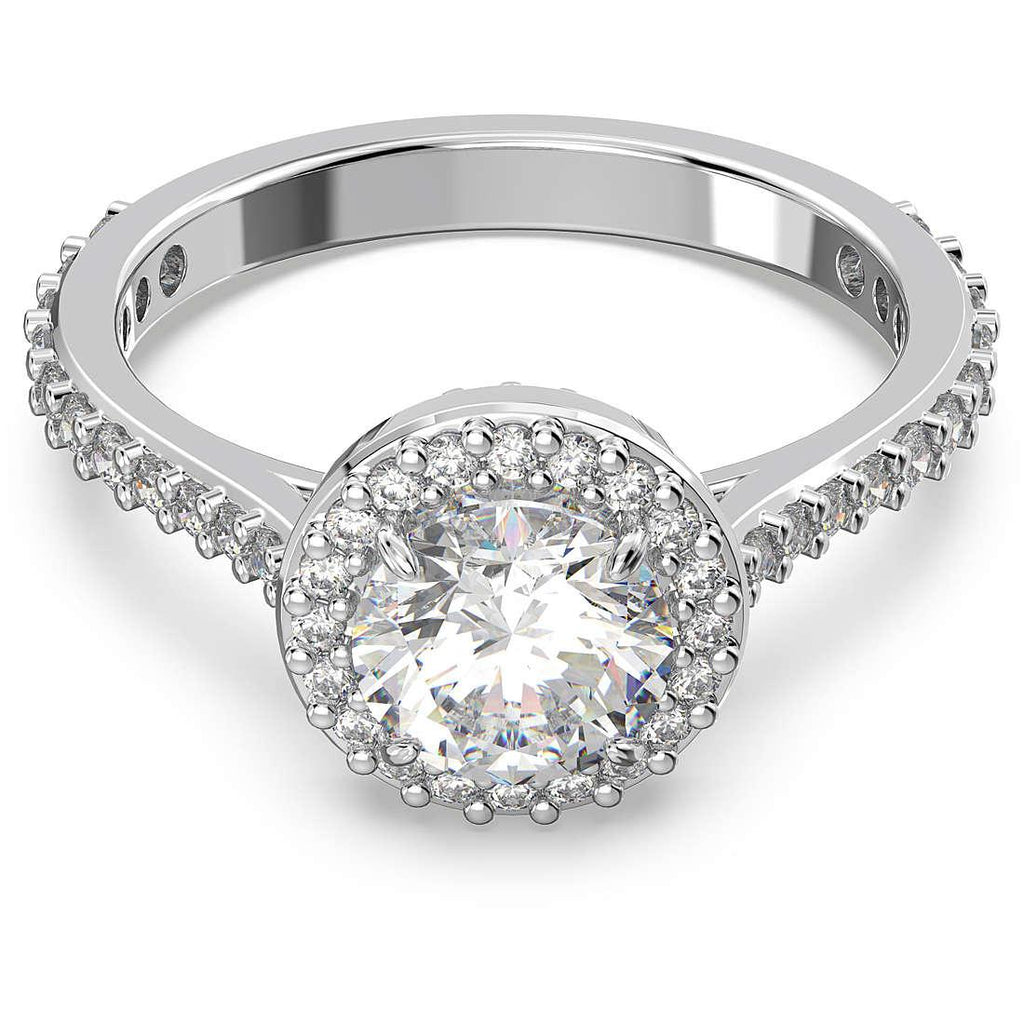 Anello cocktail Constella Taglio tondo, Bianco, Placcato rodio