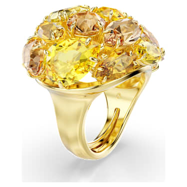 Anello cocktail Gema Taglio misto Giallo Placcato color oro - 50-55 - ANELLO
