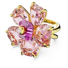 Anello cocktail Idyllia Fiore Rosa Placcato color oro MIS 64 - ANELLI