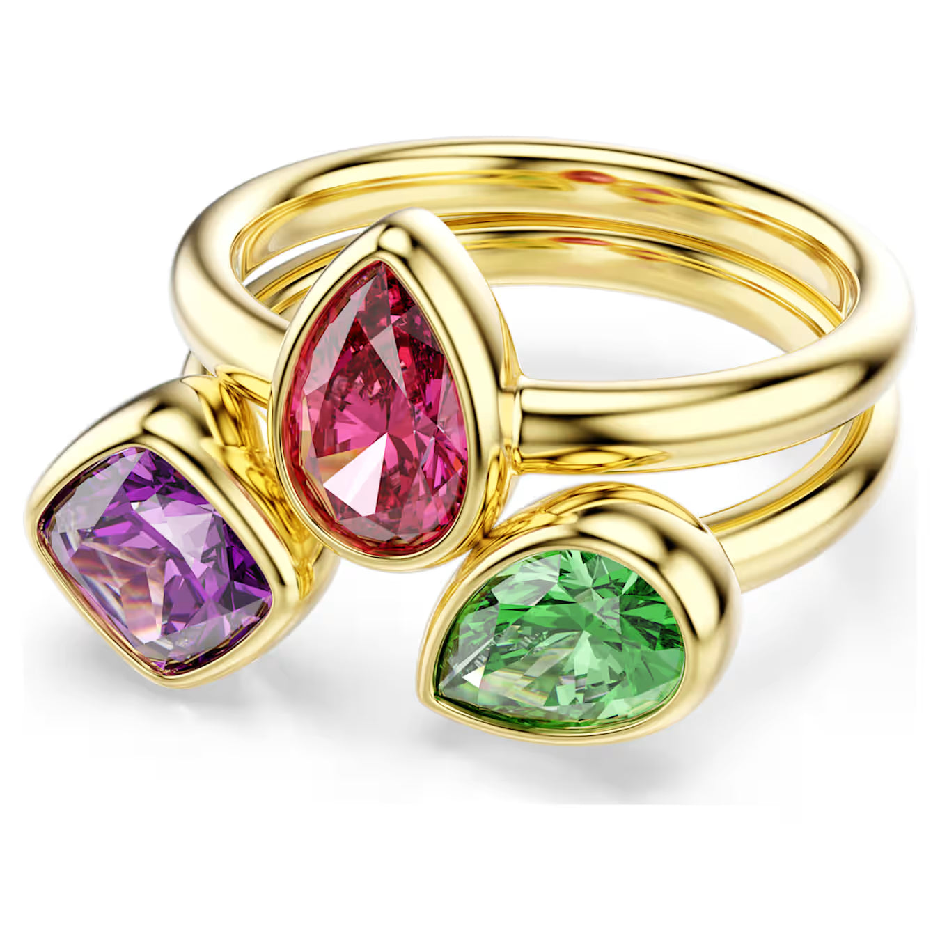 Anello cocktail Imber Set (2), Taglio misto, Multicolore, Finitura oro 18K
