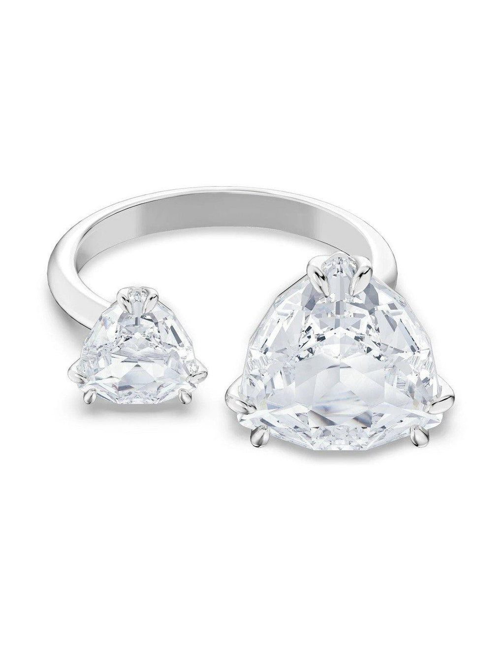 Anello cocktail Millenia Cristalli taglio Triangle, Bianco, Placcato rodio