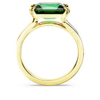 Anello cocktail Stilla Swarovski-Taglio rettangolare Verde Placcato color oro. - ANELLO