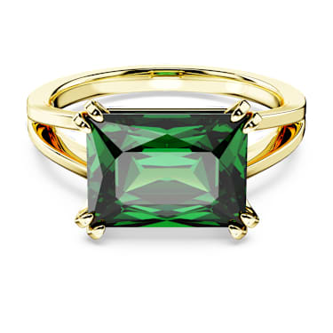 Anello cocktail Stilla Swarovski-Taglio rettangolare Verde Placcato color oro. - 55 - ANELLO