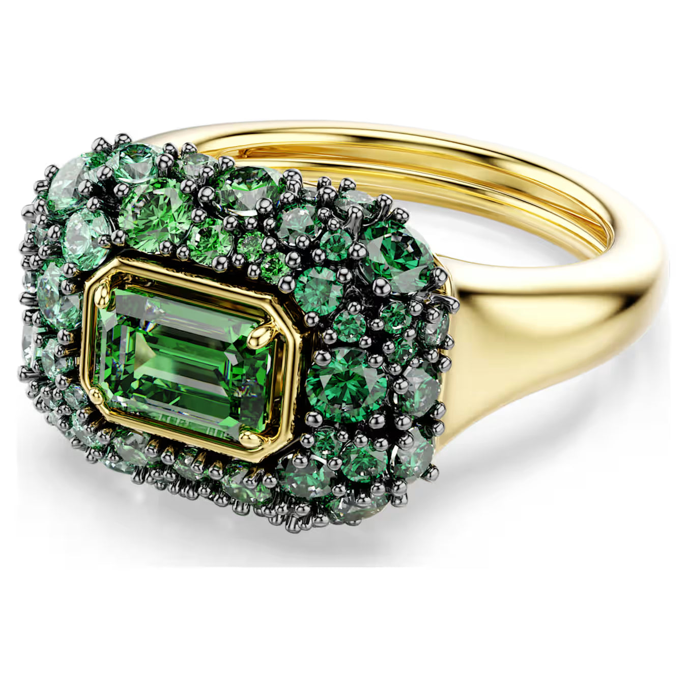 Anello cocktail Sublima Taglio ottagonale, Verde, Finitura oro 18K