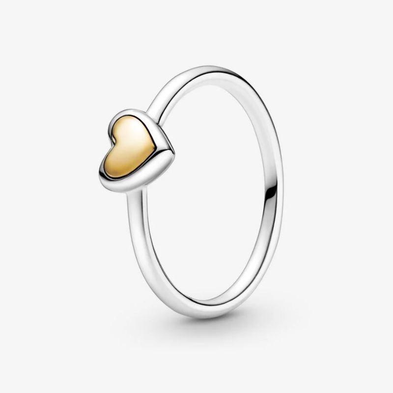 Anello con Cuore Dorato a Cupola
