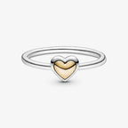 Anello con Cuore Dorato a Cupola