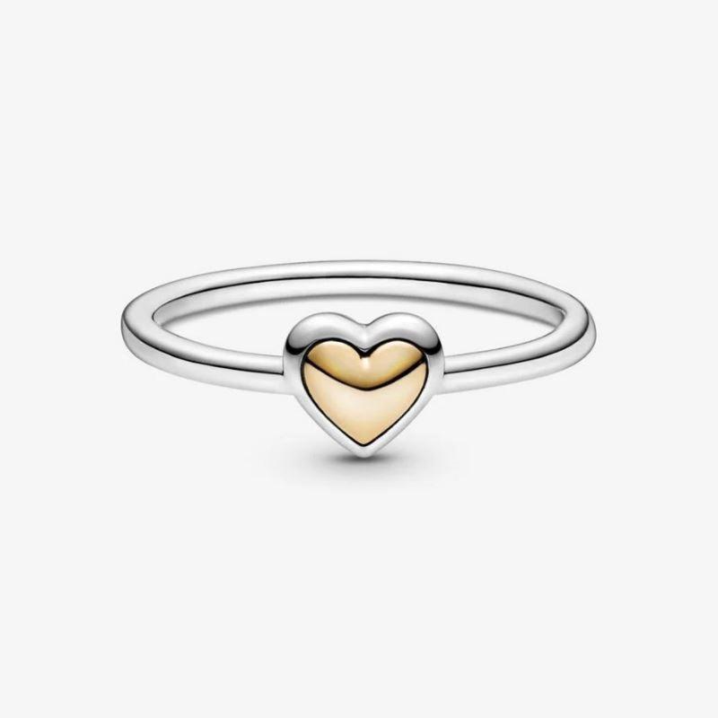 Anello con Cuore Dorato a Cupola